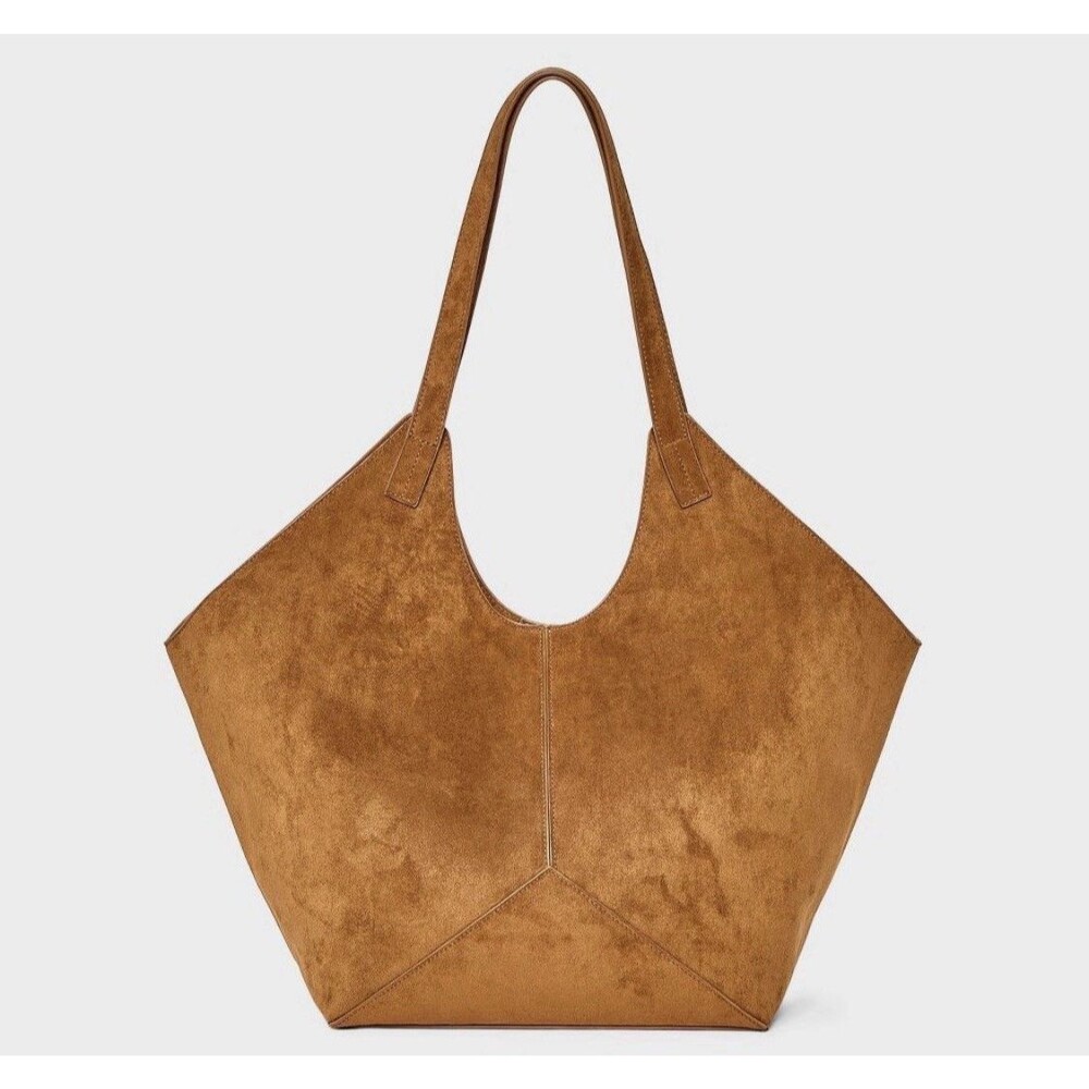 Universal Thread Women's Slouchy Faux Suede Tote Handbag Purse - Brown